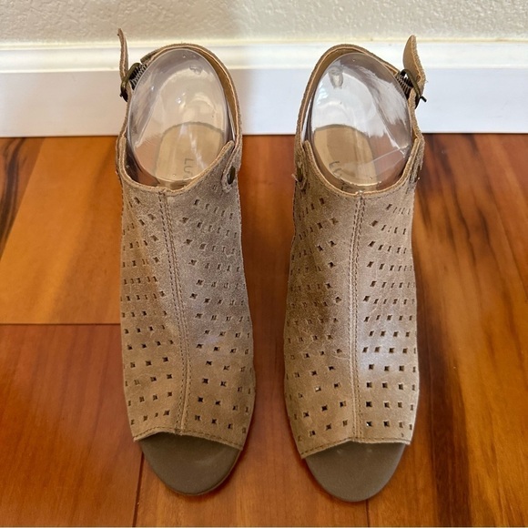 Lucky Brand Risza Open Toe Platform Wedges Leather Sandals - Picture 4 of 14